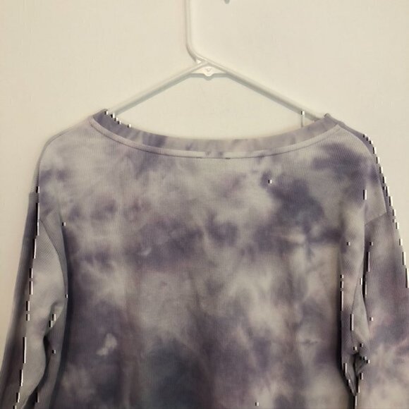 NEW NWT SPLENDID Tie Dye Thermal Long Sleeve Sweatshirt Purple White Crewneck S - Picture 11 of 12